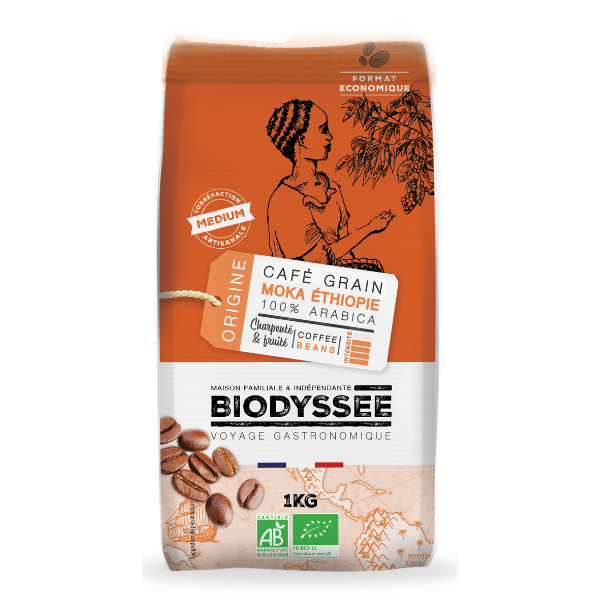 Café Ethiopie Moka grain BIO, 1kg