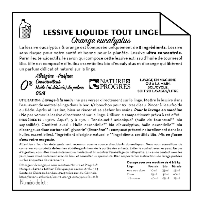 Lessive liquide tout linge Orange/Eucalyptus