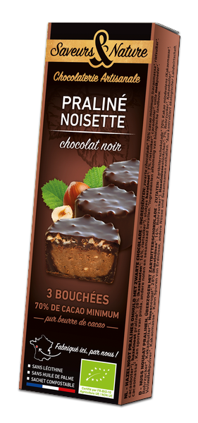 Truffes au Chocolat Noir 66% Bio Praliné de Noisettes Fin - 150g